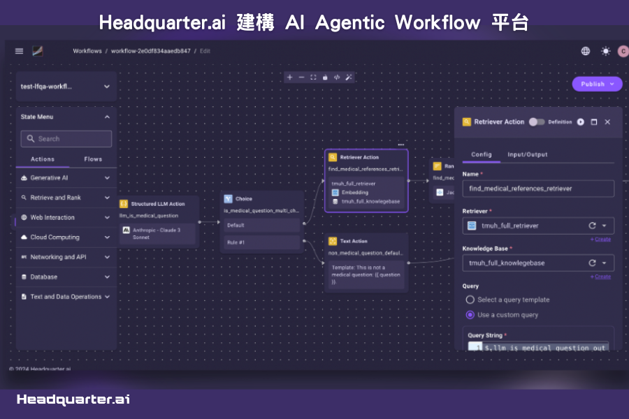 Headquarter.ai Agent Workflow 的後台介面