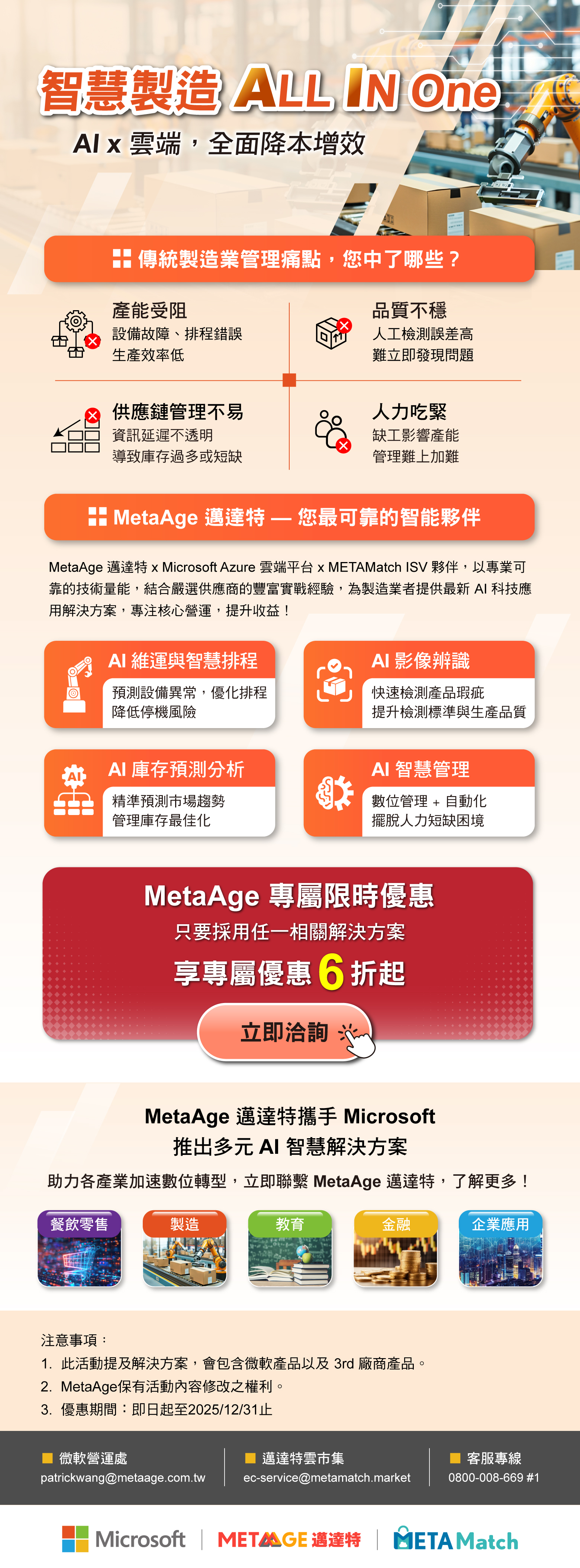 MetaAge 邁達特 × METAMatch 雲市集【智慧製造 ALL IN ONE】AI x 雲端賦能，降本增效再突破，限時 6 折起！