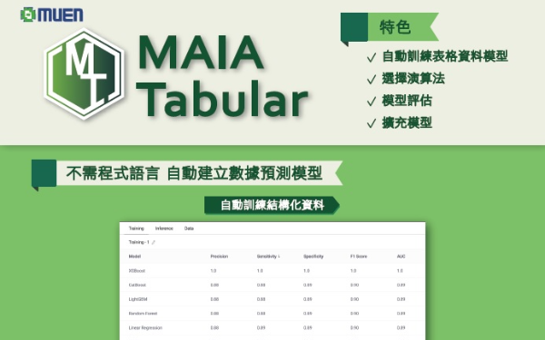 表格數據自動化AI模型訓練 - MAIA Tabular