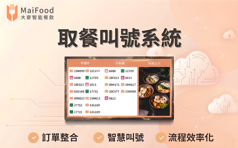 取餐叫號系統 - MaiFood 大麥全方位智能餐飲